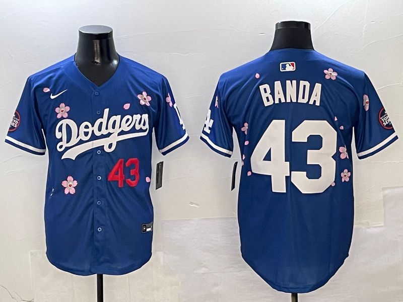Men Los Angeles Dodgers #43 Banda Blue Sakura Edition 2025 Nike MLB Jersey style 3->los angeles dodgers->MLB Jersey